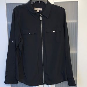 Michael Kors black top with rollup sleeves
